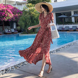 Floral Dress To Ankle Long Thin Temperament Big French Holiday Chiffon Dress Girl