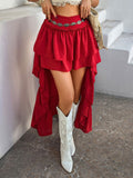High-Low Ruched Layered Skirt DJPT