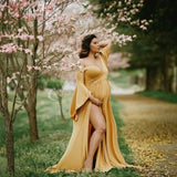 Women's Silk Cotton Pregnant Women Cross V-Neck Collar Tail Dress Photo Dress 1918 Maternity