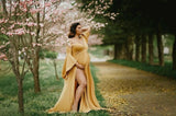 Women's Silk Cotton Pregnant Women Cross V-Neck Collar Tail Dress Photo Dress 1918 Maternity