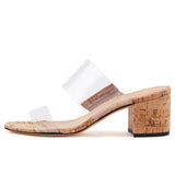 PVC Cork Snake Velvet Velvet Patent PU Coarse Heel Heel Cool Drag Large-Size Dew And Follow-Up High Quality Shoes