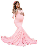 Women's Silk Cotton Pregnant Women Lotus Leaf Sleeves Cross V-Neck Tail Dress Photo Dress 1932 Maternity