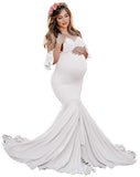 Women's Silk Cotton Pregnant Women Lotus Leaf Sleeves Cross V-Neck Tail Dress Photo Dress 1932 Maternity