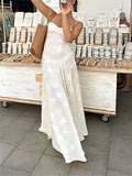 Pink Spaghetti Strap Backless Sheer Big Swing Chic Maternity Maxi Dress Maternity