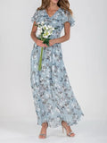 V-Neck Flutter Sleeve Maxi Dress DJPT