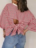 Bow Decor Cutout Drop Shoulder Top DJPT