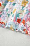 Flower Print Half Puff Sleeve Blouse DJPT
