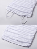 White Spaghetti Strap Bandeau Backless Ruffle Bodycon Cute Baby Shower Maternity Midi Dress Maternity