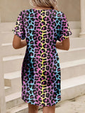 Print V-Neck Casual Dress DJPT
