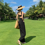 New Slings Women's Spring And Summer High-Waisted Black Broad-Legged Trousers With Jumpsuits