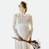 Women's Lace Splicing Korean Shemp Pregnant Women Floating 100-Fold Dress Long Sleeves Open Fork Photography Dress 1941 Maternity