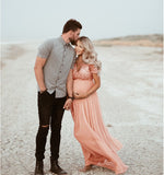 Women's Sequining Netɴ Pregnant Women's Flying Solid Color Dress Short Sleeve Round Collar Photo Dress 1944 Maternity