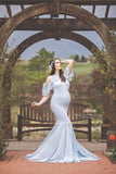 Women Lace Leak Shoulder Short Sleeves Drag Skirt Pregnant Women Shooting Double Dress Dress Dress 1951 Maternity