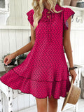 Size Ruffled Layered Printed Mini Dress Plus Size DJPT