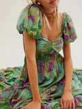 Sweetheart Neck Puff Sleeve Maxi Dress DJPT
