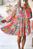 Long Sleeve Tie Neck Mini Dress DJPT