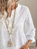 Notched 3/4 Sleeve Blouse DJPT