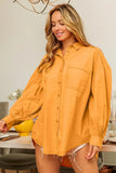 Vintage Washed Gathered Sleeve Oversized Shirt DJPT