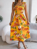 Floral Tie Shoulder Midi Dress DJPT