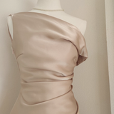 Sheath Boat Sleeveless Champagne Satin Party Dress Holiday Dresses SD349