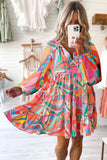 Long Sleeve Tie Neck Mini Dress DJPT