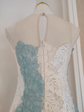 A line Ivory Blue Lace Party Dress Holiday Birthday Outfits For Women SD366