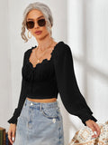 Sweetheart Neck Flounce Sleeve Top DJPT