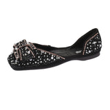 And Summer 2025 Korean Version Of The Sleek Diamond Ins New Sweet Pearl Comfortable Flat Sole Bean Shoes DJPT