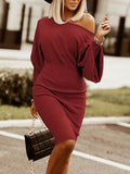 Neck Lantern Sleeve Dress DJPT