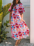 Print Tie Front Midi Dress DJPT