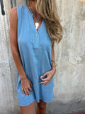 Size Notched Sleeveless Mini Dress Plus Size DJPT