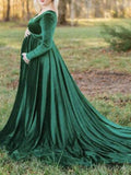 Off Shoulder Pleuche Mermaid Photoshoot Baby Shower Maternity Maxi Dress Maternity