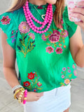 Ruffle Cap Sleeve Blouse DJPT
