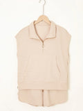 Half Zip Kangaroo Pocket Top and Drawstring Shorts Set DJPT