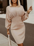Neck Lantern Sleeve Dress DJPT