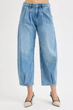Full Size Mid Rise Fit Crop Wide Volume Leg Jeans Plus Size DJPT