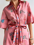 Tie Waist Shirt Dress DJPT