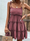 Frill Spaghetti Strap Tiered Dress DJPT