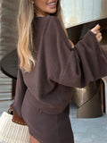 Knit Long Sleeve Top and Skirt Sweater Set DJPT