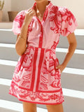 Sleeve Printed Top and Zip Back Skirt Set DJPT