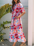 Print Tie Front Midi Dress DJPT