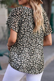 Sleeve Notched Floral Summer Blouse DJPT