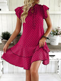 Size Ruffled Layered Printed Mini Dress Plus Size DJPT