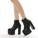 Large-Size Autumn And Winter Stage Thick-Soled Waterproof Table Night Shop Women's Shoes Thick Heel High Heel Short Boots Women's Boots High Quality Shoes