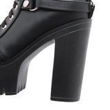 Autumn And Winter Large Size New Strap Thick-Soled Waterproof Table Women's Shoes Thick High Heel Short Boots High Quality Shoes