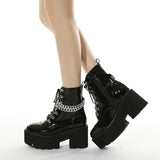 Large-Size Women's Shoe Chain New Thick-Soled Waterproof Table Women's Shoes Thick High Heel Short Boots High Quality Shoes