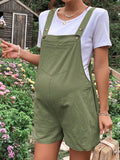 Pockets Buttons Adjusted Daily Casual Fashion Waist Overall Pants Maternity Jumpsuit Maternity