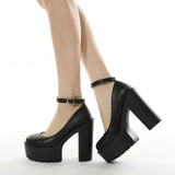 2025 Large-Size Nightclub Women's Shoes Around The Buckle Stage Waterproof Women's Shoes High Heel Single Shoes High Quality Shoes