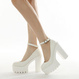 2025 Large-Size Nightclub Women's Shoes Around The Buckle Stage Waterproof Women's Shoes High Heel Single Shoes High Quality Shoes