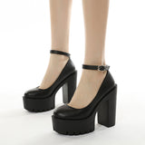 2025 Large-Size Nightclub Women's Shoes Around The Buckle Stage Waterproof Women's Shoes High Heel Single Shoes High Quality Shoes